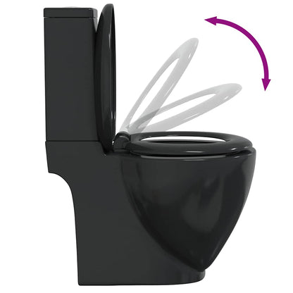 Vaso WC in Ceramica da Bagno Rotondo Base con Scarico Nero - homemem39