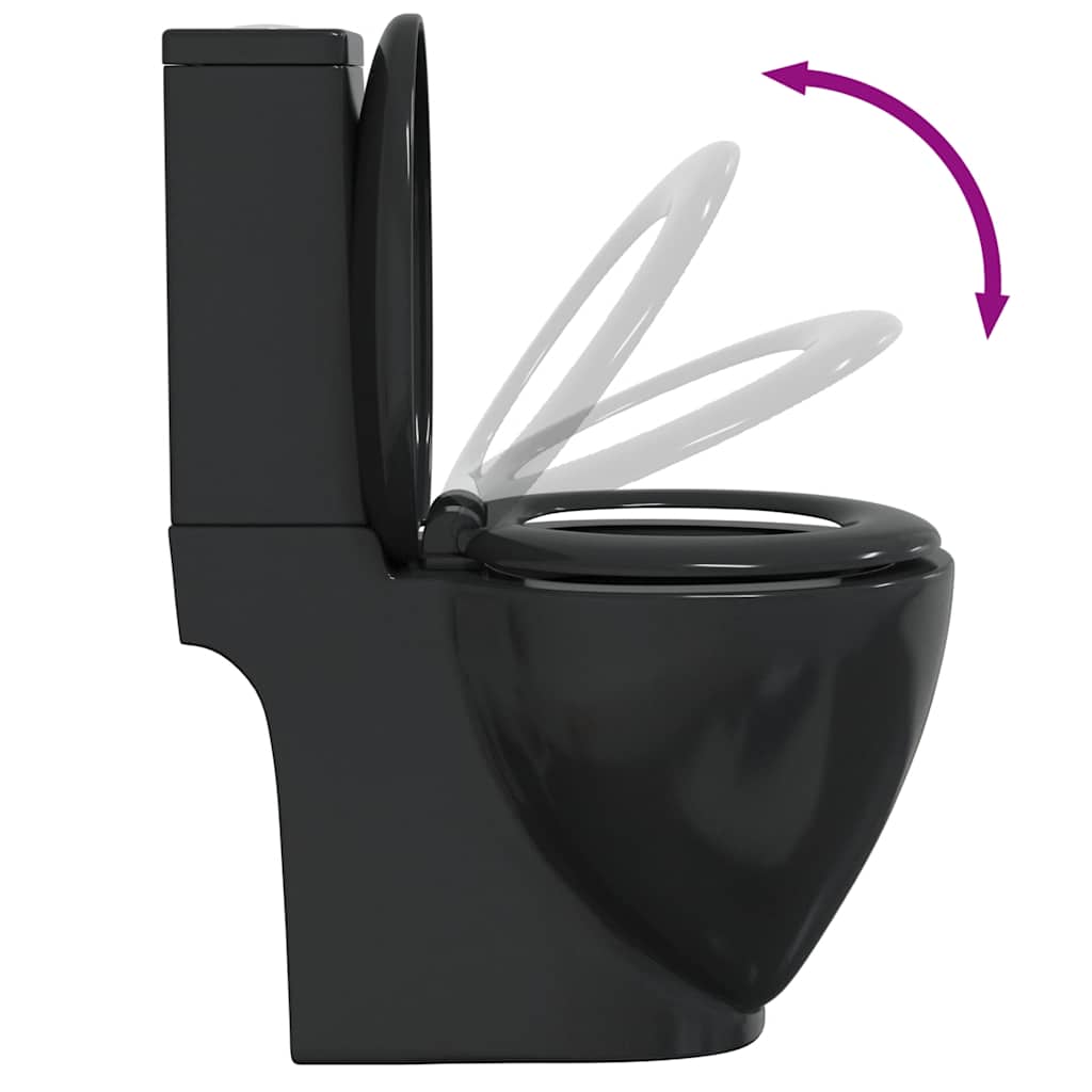 Vaso WC in Ceramica da Bagno Rotondo Base con Scarico Nero