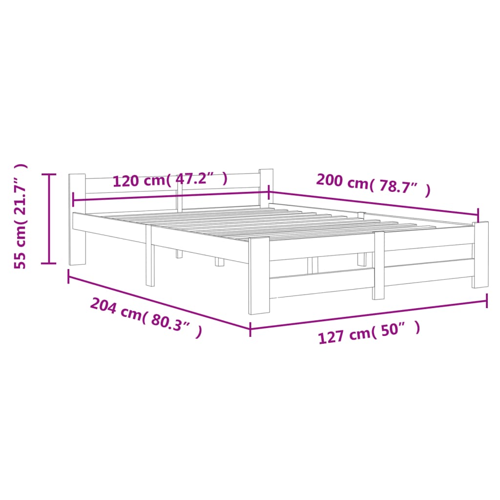 Giroletto senza Materasso 120x200 cm in Legno Massello di Pino | homemem39