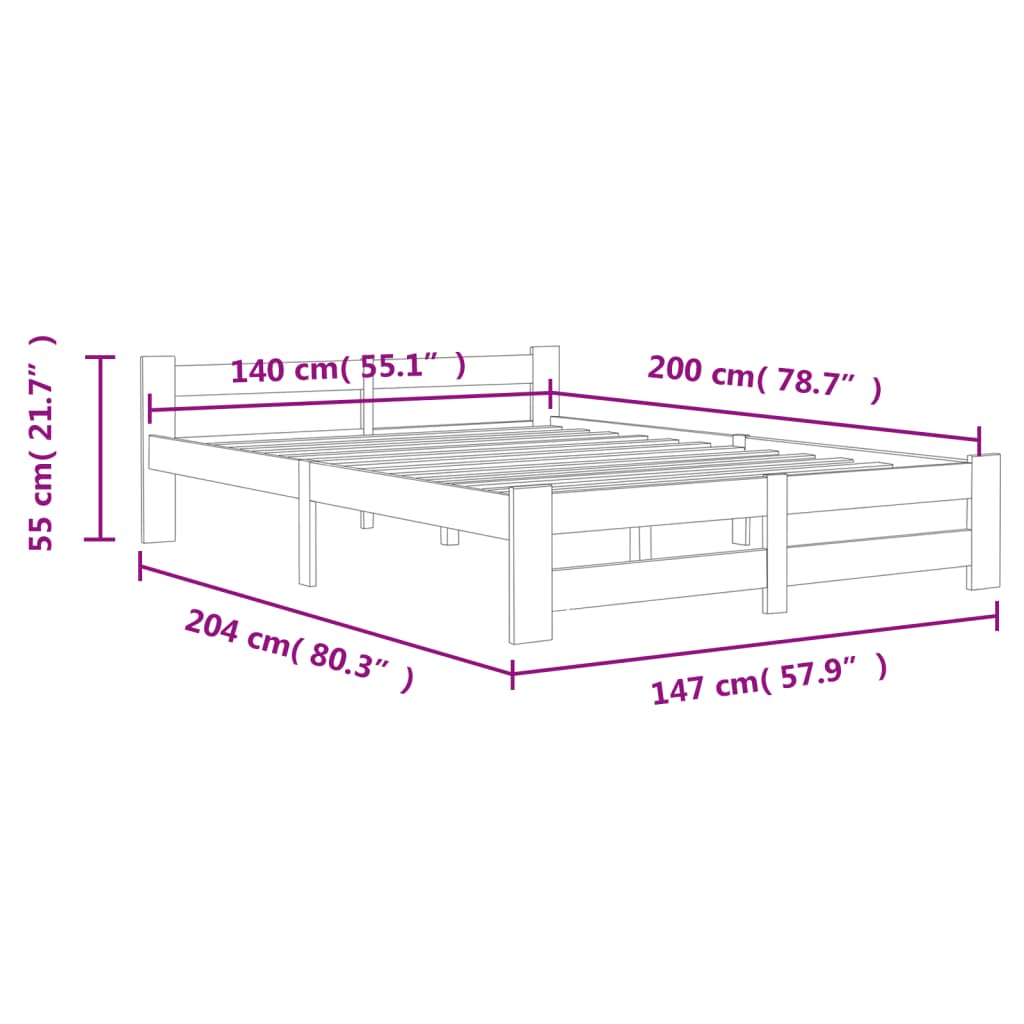 Giroletto senza Materasso Bianco 140x200 cm in Legno di Pino | homemem39