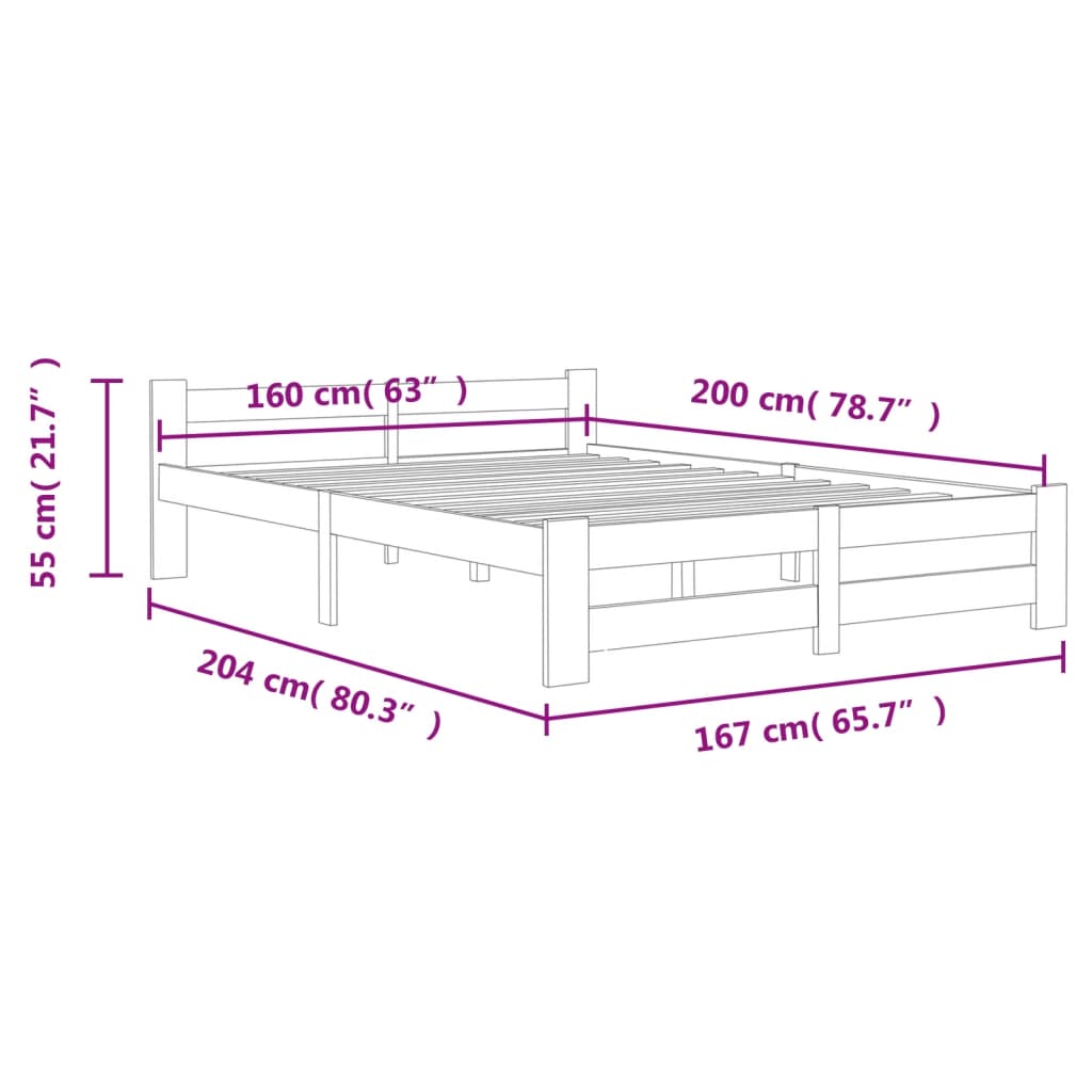Giroletto senza Materasso Bianco 160x200 cm in Legno di Pino | homemem39