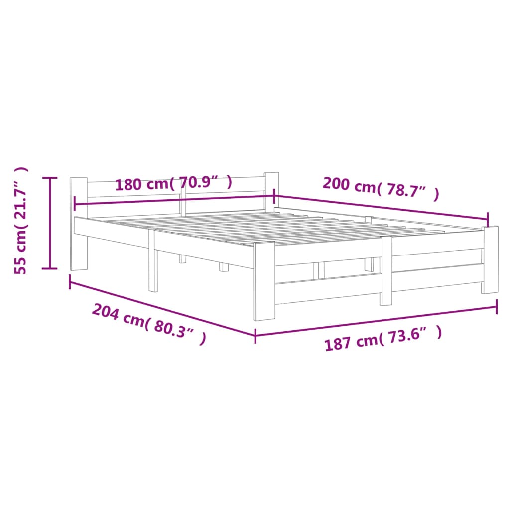 Giroletto senza Materasso Bianco 180x200 cm in Legno di Pino | homemem39