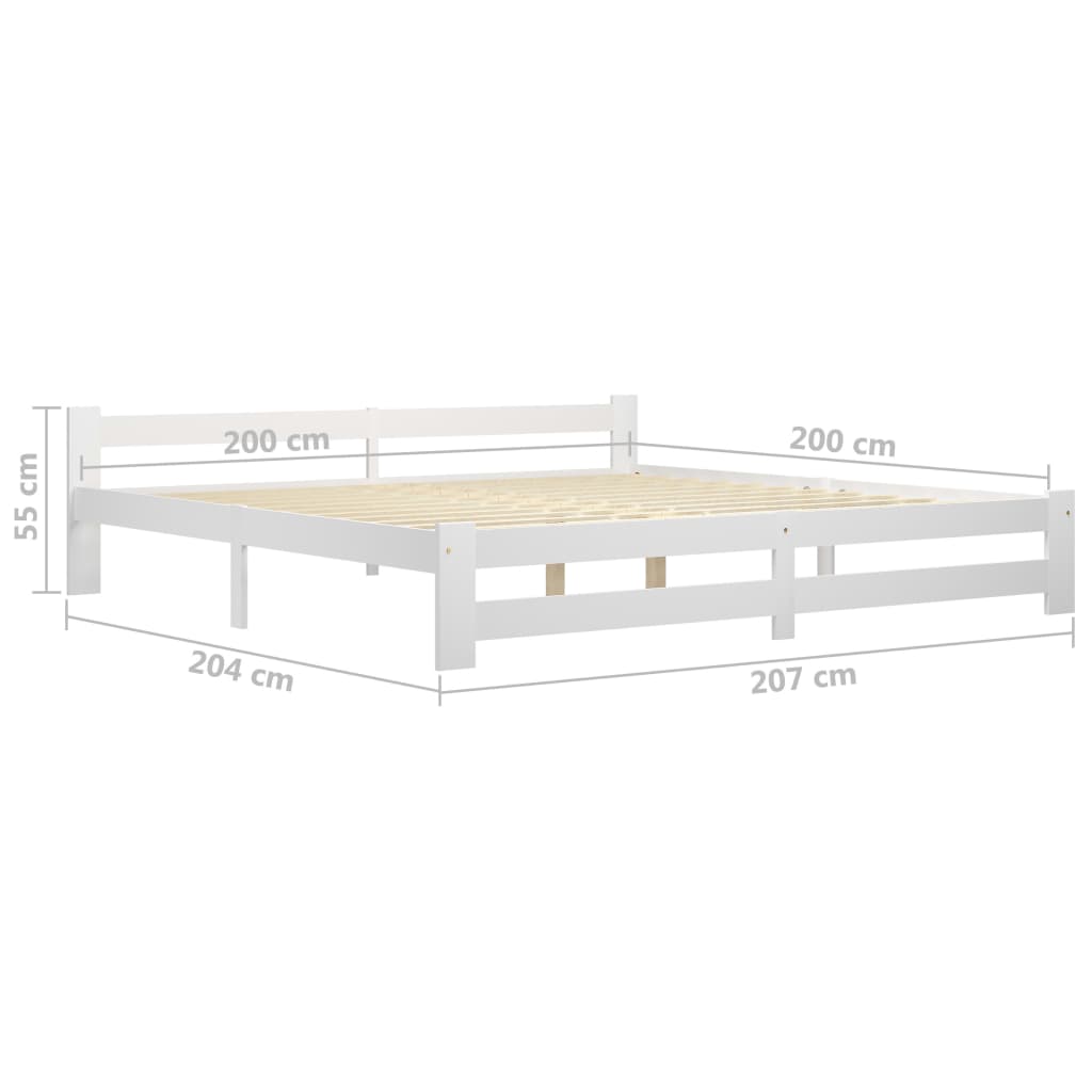 Giroletto senza Materasso Bianco 200x200 cm Legno Massello Pino | homemem39