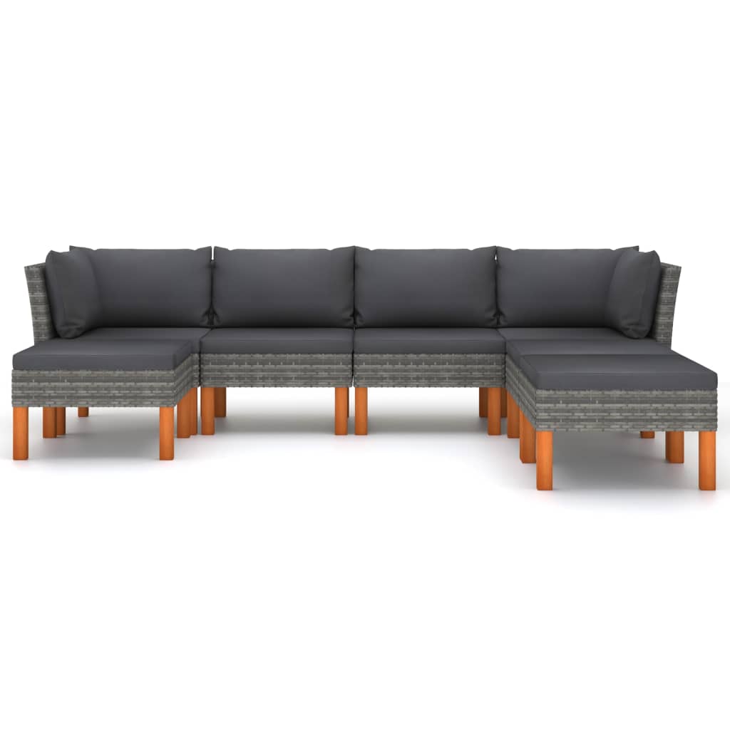 Set Divani da Giardino 7 pz con Cuscini in Polyrattan Grigio - homemem39