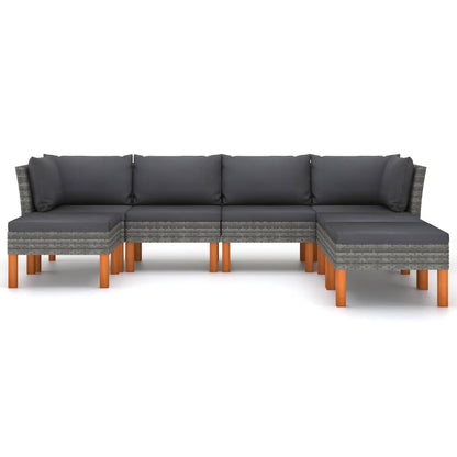 Set Divani da Giardino 7 pz con Cuscini in Polyrattan Grigio - homemem39