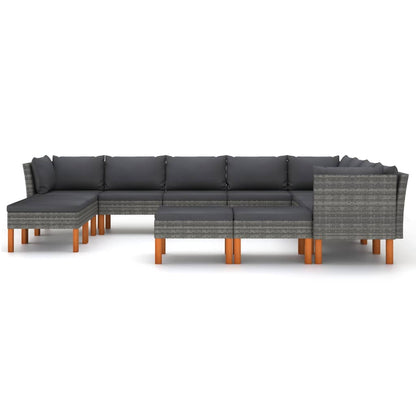 Set Divani da Giardino 12 pz con Cuscini in Polyrattan Grigio