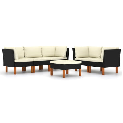 Set Divani da Giardino 6 pz con Cuscini in Polyrattan Nero - homemem39