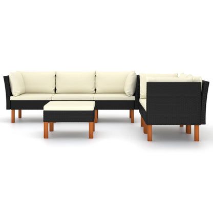 Set Divani da Giardino 6 pz con Cuscini in Polyrattan Nero - homemem39