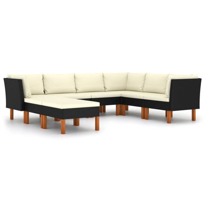 Set Divani da Giardino 8 pz con Cuscini in Polyrattan Nero - homemem39