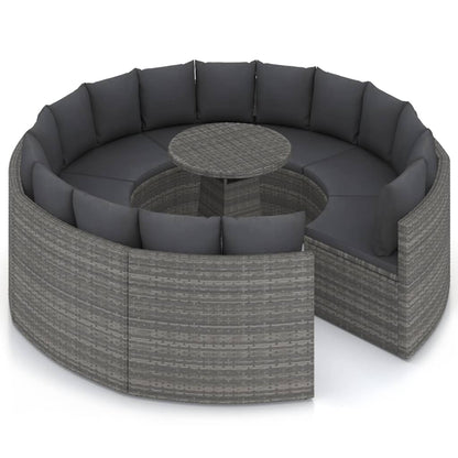 Set Divani da Giardino 9 pz con Cuscini in Polyrattan Grigio