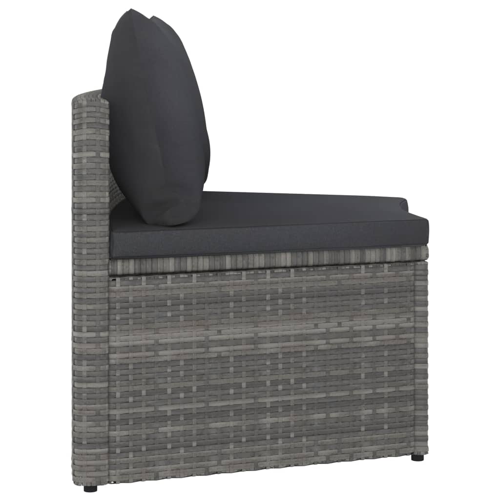 Set Divani da Giardino 9 pz con Cuscini in Polyrattan Grigio
