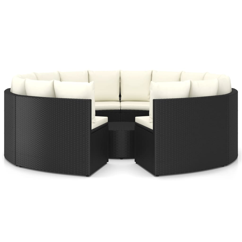 Set Divani da Giardino 9 pz con Cuscini in Polyrattan Nero