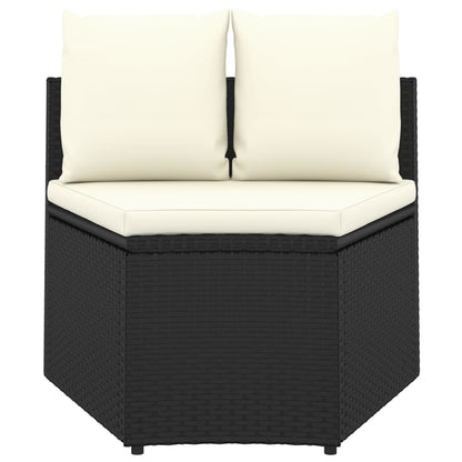 Set Divani da Giardino 9 pz con Cuscini in Polyrattan Nero