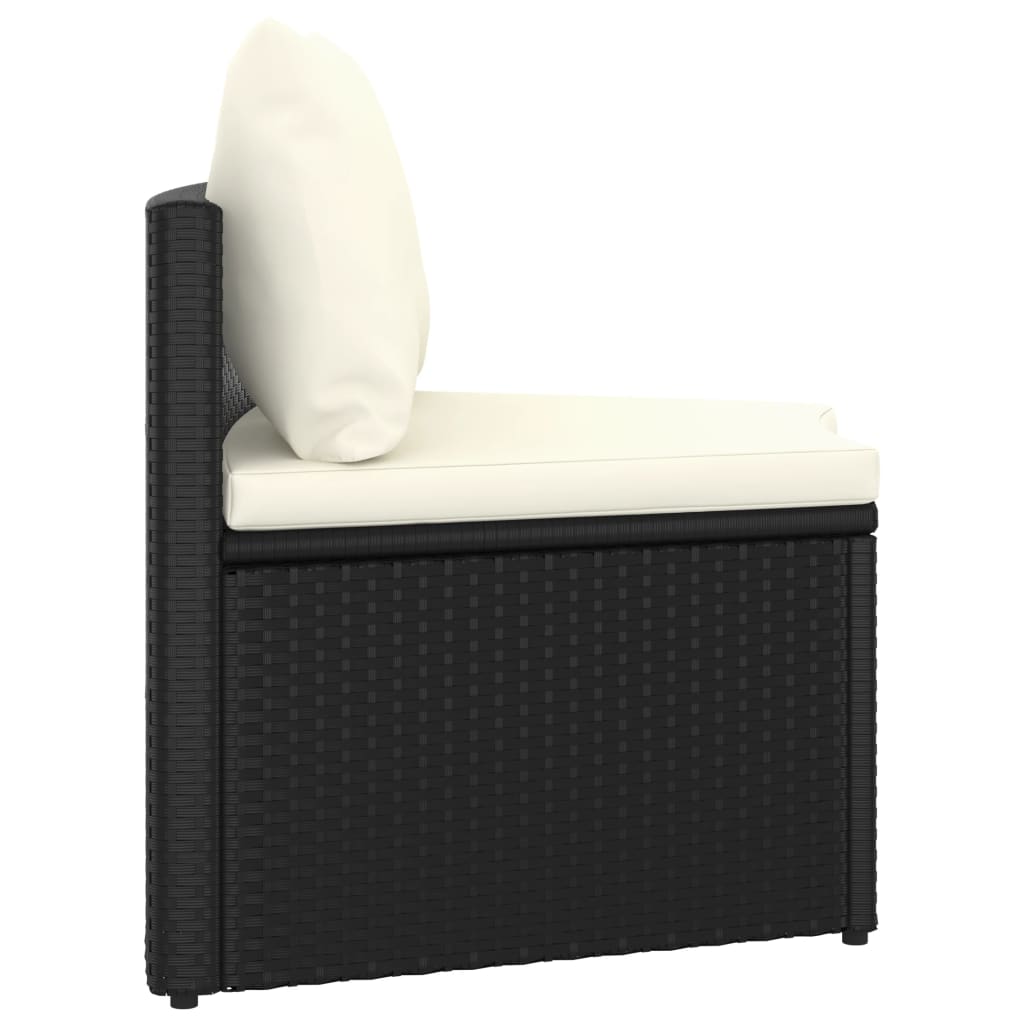 Set Divani da Giardino 8 pz con Cuscini in Polyrattan Nero