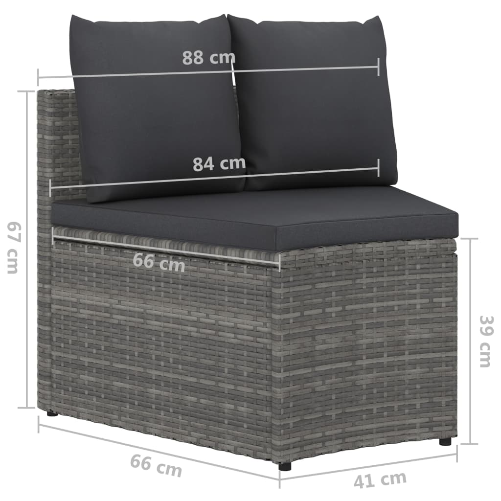 Set Divani da Giardino 8 pz con Cuscini in Polyrattan Grigio