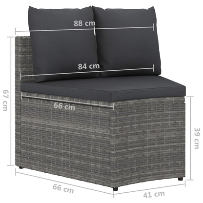 Set Divani da Giardino 8 pz con Cuscini in Polyrattan Grigio