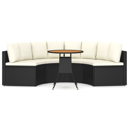 Set Divani da Giardino 5 pz con Cuscini in Polyrattan Nero