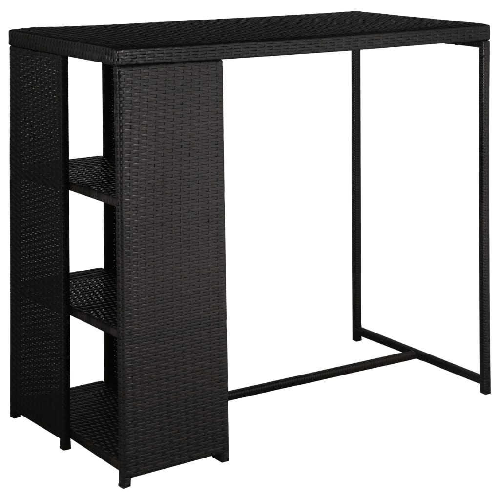 5 pc Garden Bar Set with Black Polyrattan Cushions