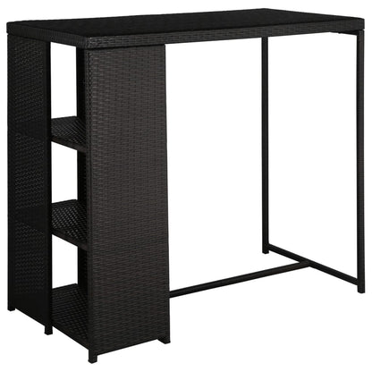 5 pc Garden Bar Set with Black Polyrattan Cushions