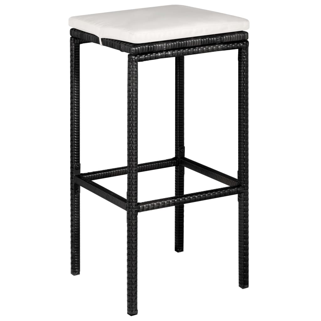 5 pc Garden Bar Set with Black Polyrattan Cushions