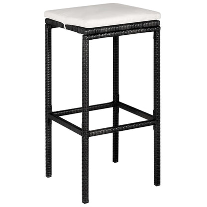 5 pc Garden Bar Set with Black Polyrattan Cushions