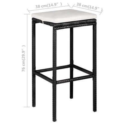 5 pc Garden Bar Set with Black Polyrattan Cushions