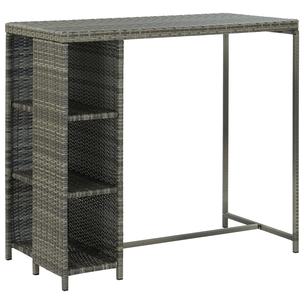 5 pc Garden Bar Set with Gray Polyrattan Cushions