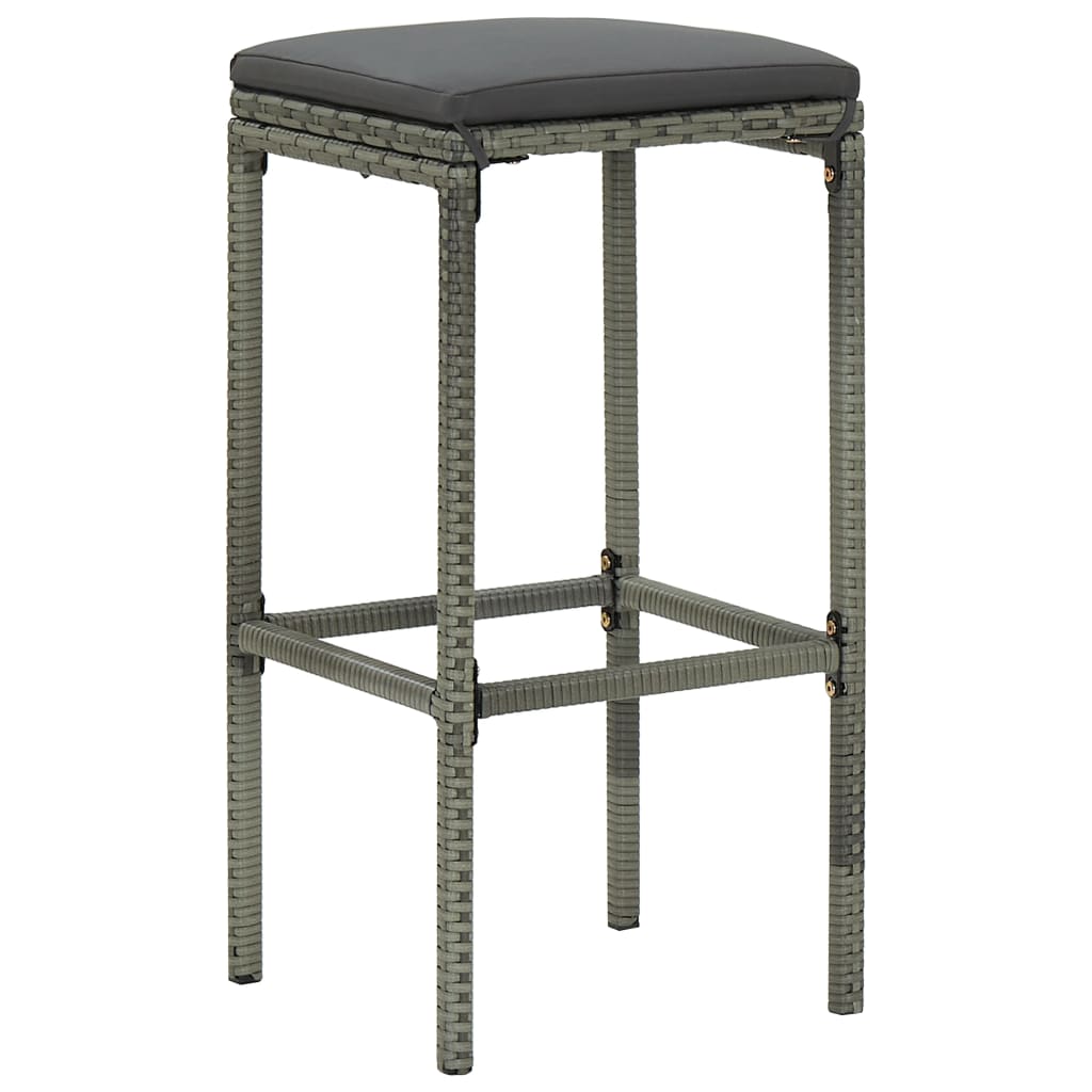 5 pc Garden Bar Set with Gray Polyrattan Cushions