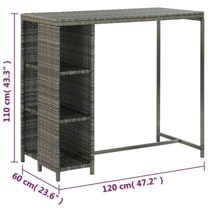 5 pc Garden Bar Set with Gray Polyrattan Cushions