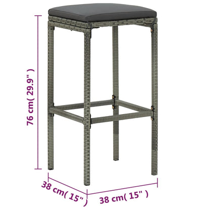 5 pc Garden Bar Set with Gray Polyrattan Cushions