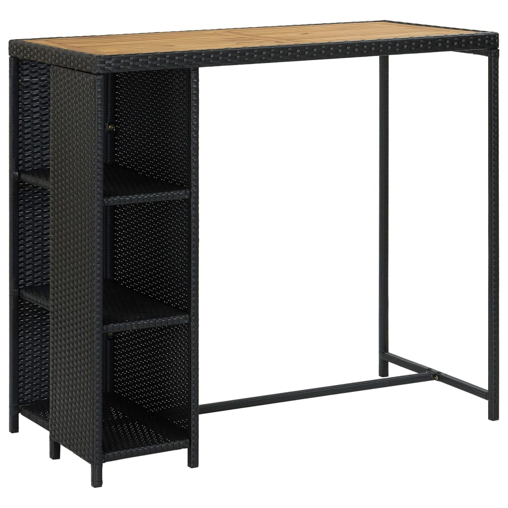 5 pc Garden Bar Set with Black Polyrattan Cushions