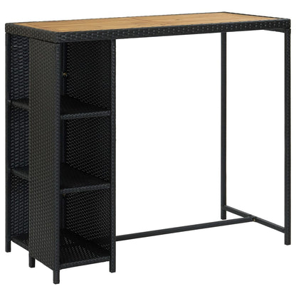 5 pc Garden Bar Set with Black Polyrattan Cushions