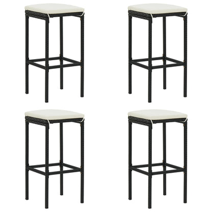 5 pc Garden Bar Set with Black Polyrattan Cushions