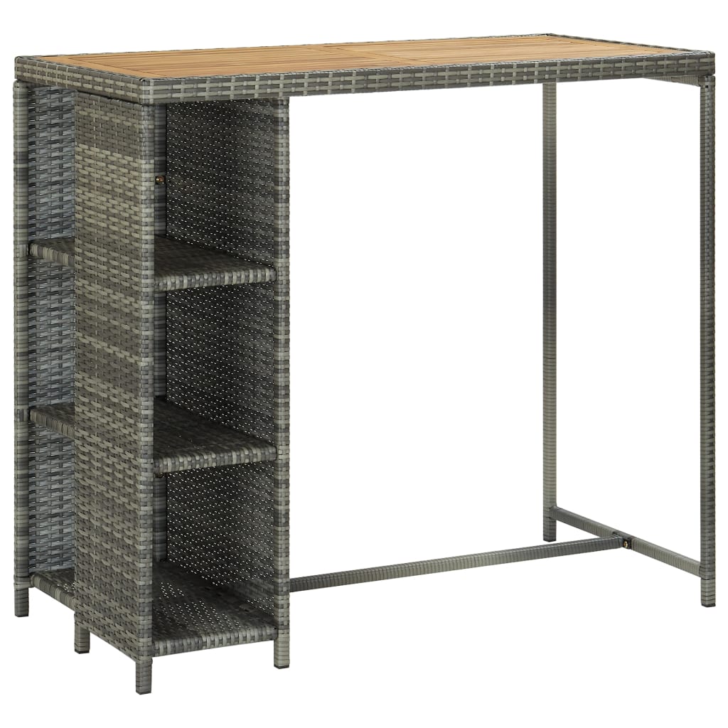 5 pc Garden Bar Set with Gray Polyrattan Cushions