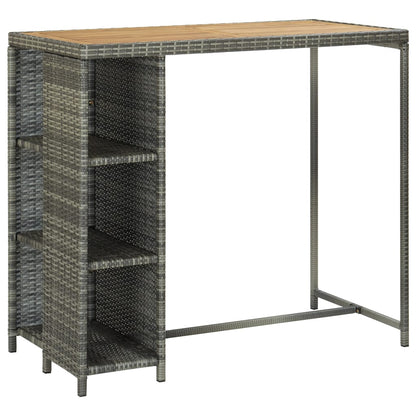 5 pc Garden Bar Set with Gray Polyrattan Cushions