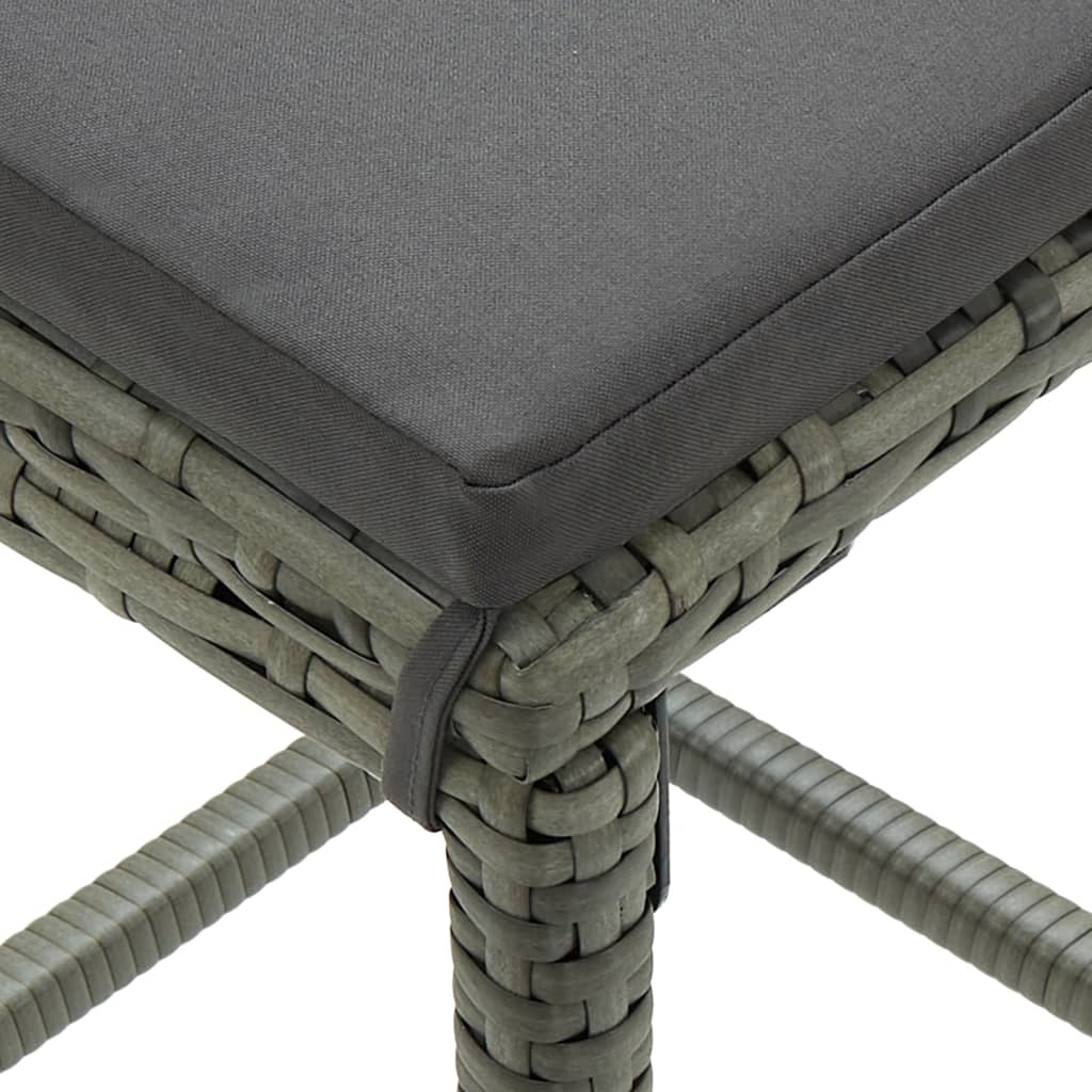 5 pc Garden Bar Set with Gray Polyrattan Cushions