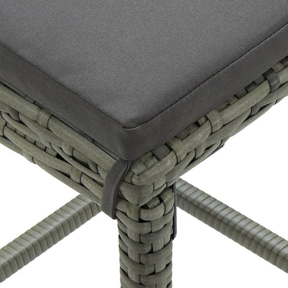 5 pc Garden Bar Set with Gray Polyrattan Cushions