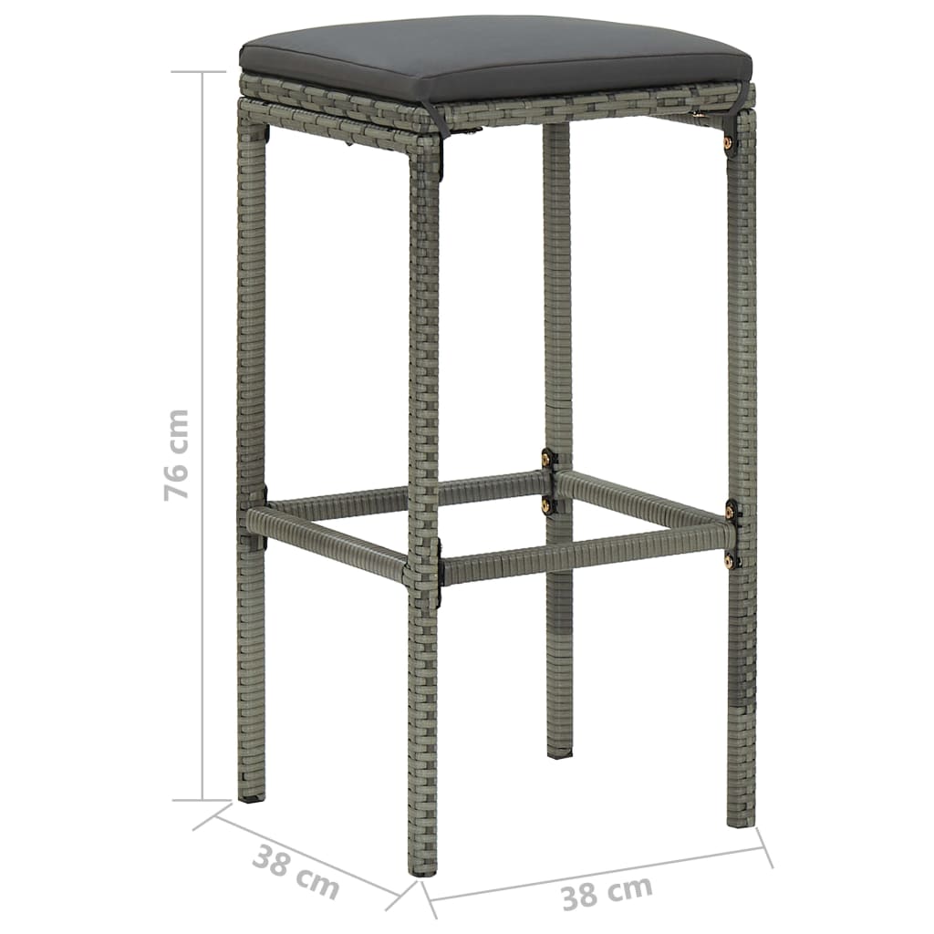 5 pc Garden Bar Set with Gray Polyrattan Cushions