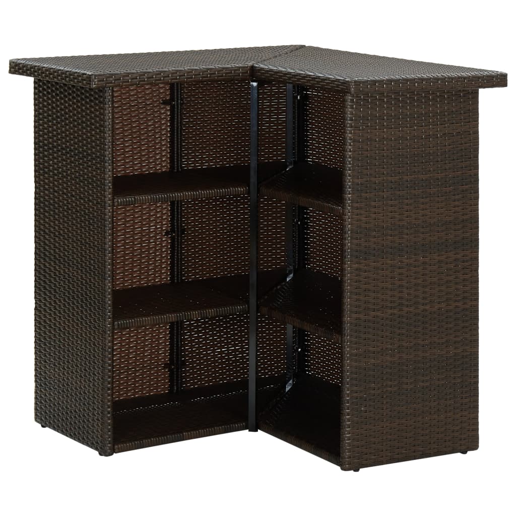 Set da Bar da Giardino 4 pz con Cuscini in Polyrattan Marrone | homemem39