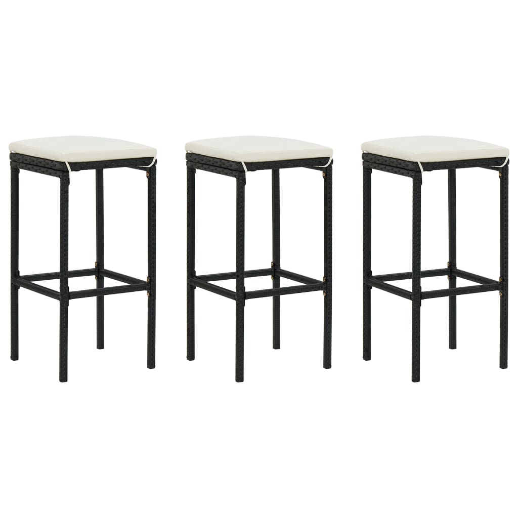 Set da Bar da Giardino 4 pz con Cuscini in Polyrattan Nero | homemem39