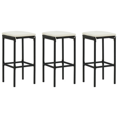 Set da Bar da Giardino 4 pz con Cuscini in Polyrattan Nero | homemem39