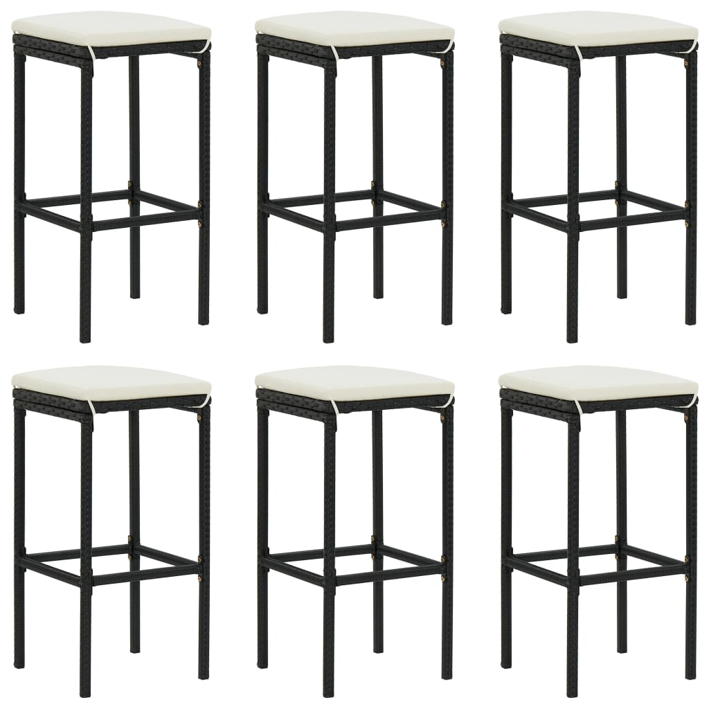 Set Bar da Giardino 8 pz con Cuscini in Polyrattan Nero | homemem39
