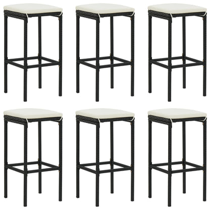 Set Bar da Giardino 8 pz con Cuscini in Polyrattan Nero | homemem39