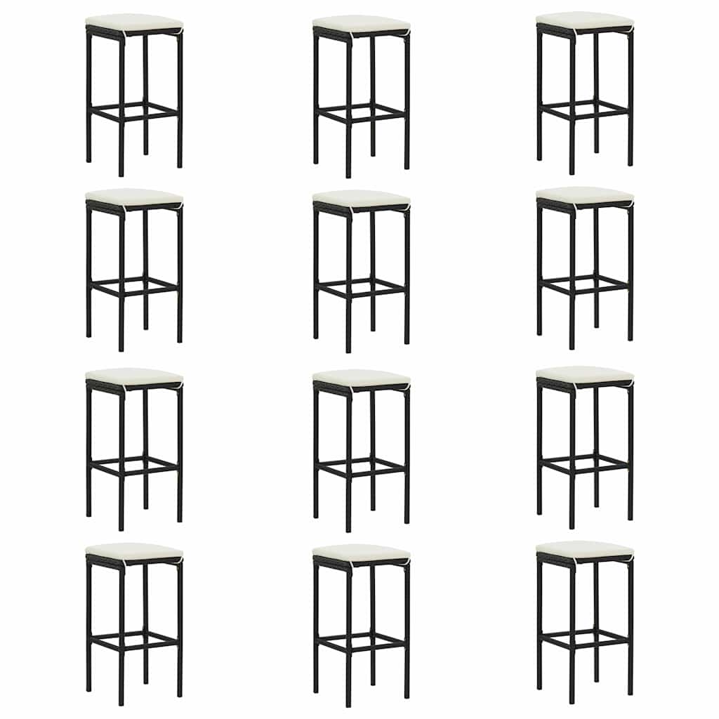 Set Bar da Giardino 16 pz con Cuscini in Polyrattan Nero | homemem39