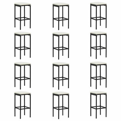 Set Bar da Giardino 16 pz con Cuscini in Polyrattan Nero | homemem39