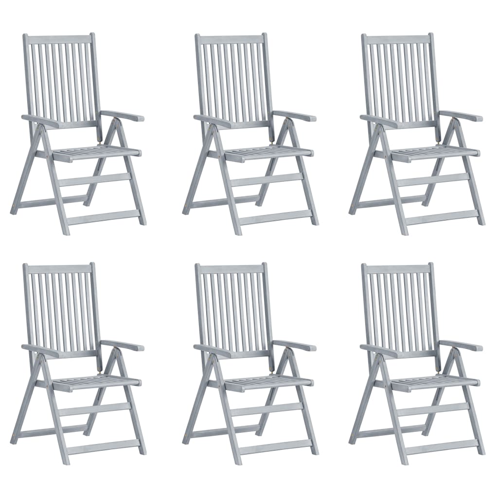 Sedie da Giardino Reclinabili 6 pz con Cuscini Massello Acacia | homemem39