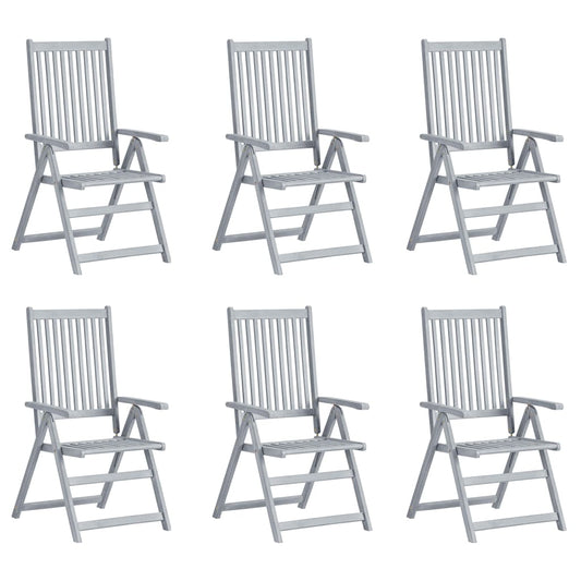 Sedie da Giardino Reclinabili 6 pz con Cuscini Massello Acacia | homemem39