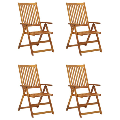 Set di 4 sedie pieghevoli reclinabili con cuscini, in legno massello di acacia.
