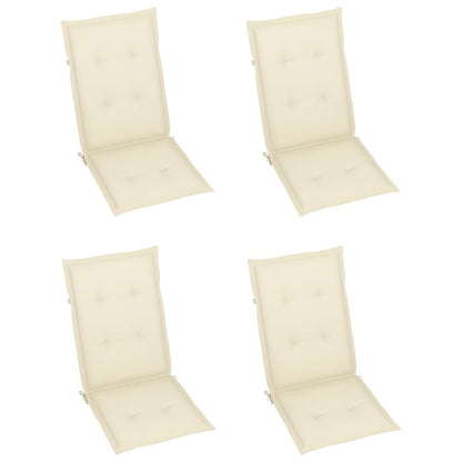 Sedie Giardino 4 pz con Cuscini Crema in Massello di Teak - homemem39
