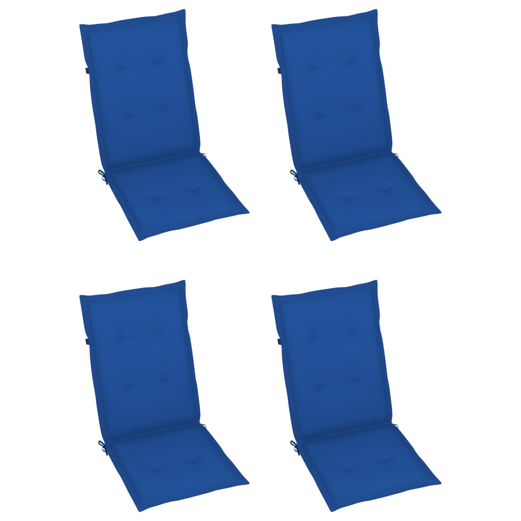 Sedie da Giardino 4 pz con Cuscini Blu Reale Massello di Teak - homemem39